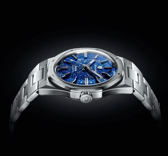 Nivada F77 Stahl Lapis Lazuli 37mm *Neu*