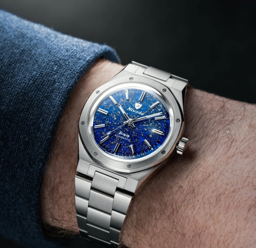 Nivada F77 Stahl Lapis Lazuli 37mm *Neu*