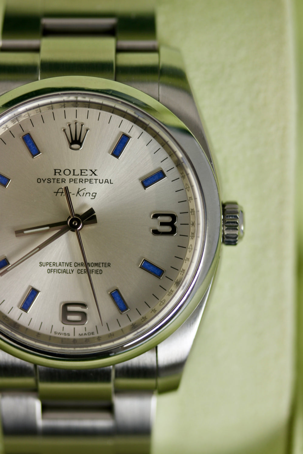 Rolex Air King mit Purple Index 34 mm (Full Set)
