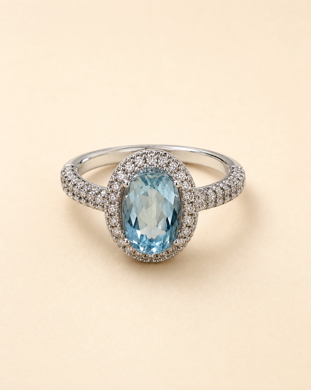 Aquamarin-Ring mit 1,10 ct Brillanten | 750 Weißgold