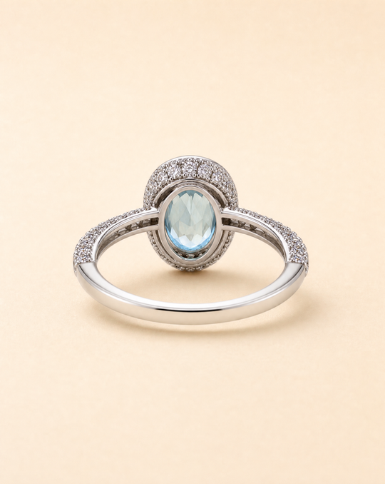 Aquamarin-Ring mit 1,10 ct Brillanten | 750 Weißgold