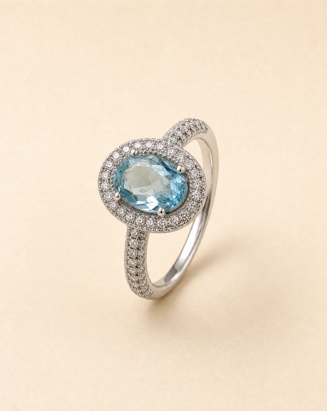 Aquamarin-Ring mit 1,10 ct Brillanten | 750 Weißgold