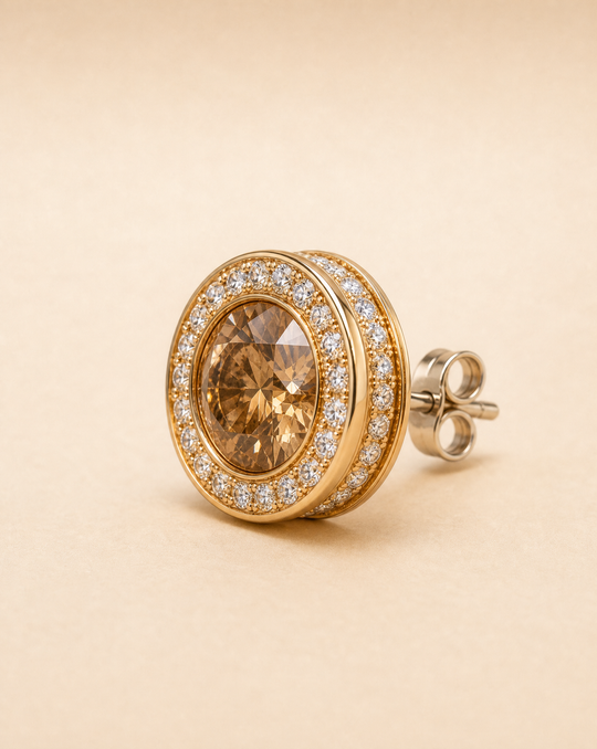 Cognac-Brillant-Ohrstecker aus 750 Gold