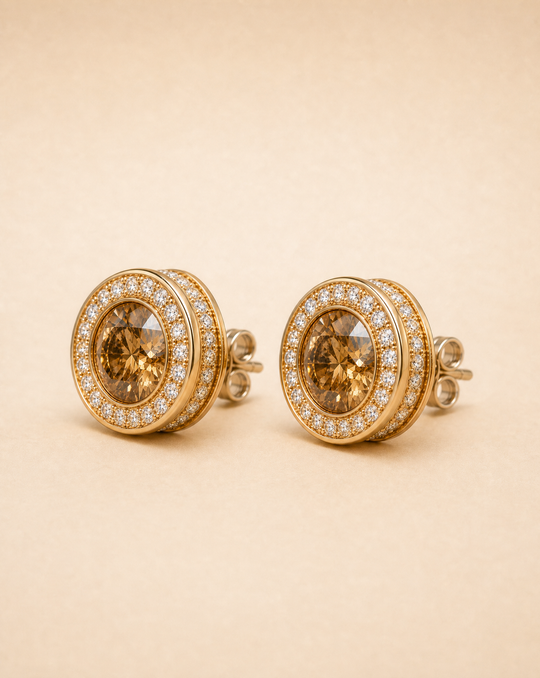 Cognac-Brillant-Ohrstecker aus 750 Gold