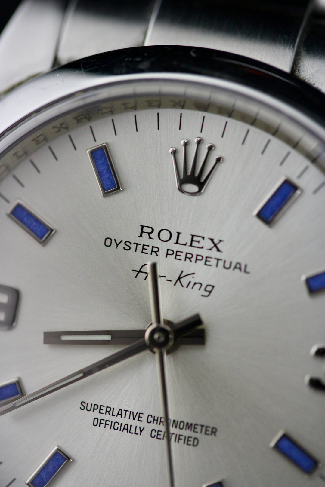 Rolex Air King 3 6 9 Silver Dial mit Purple Index - Full Set