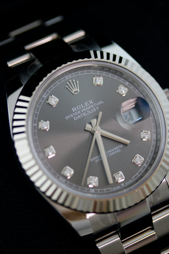 Rolex Datejust Rhodium Diamond Dial 41 mm (Full Set)