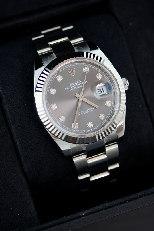 Rolex Datejust Rhodium Diamond Dial 41 mm (Full Set)