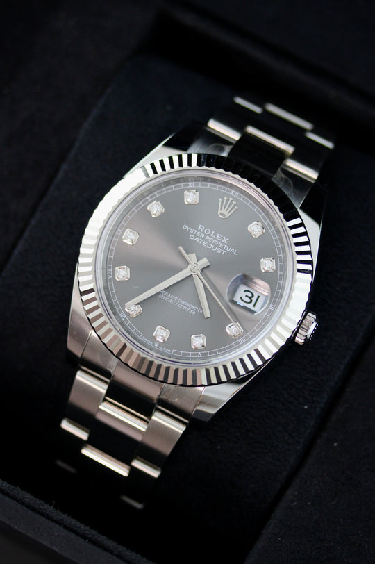 Rolex Datejust Rhodium Diamond Dial 41 mm (Full Set)