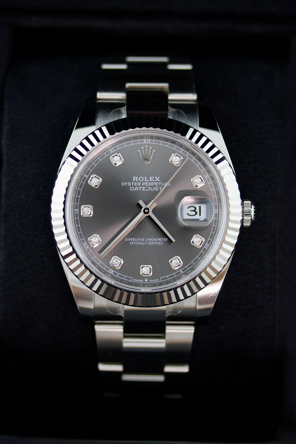 Rolex Datejust Rhodium Diamond Dial 41 mm (Full Set)