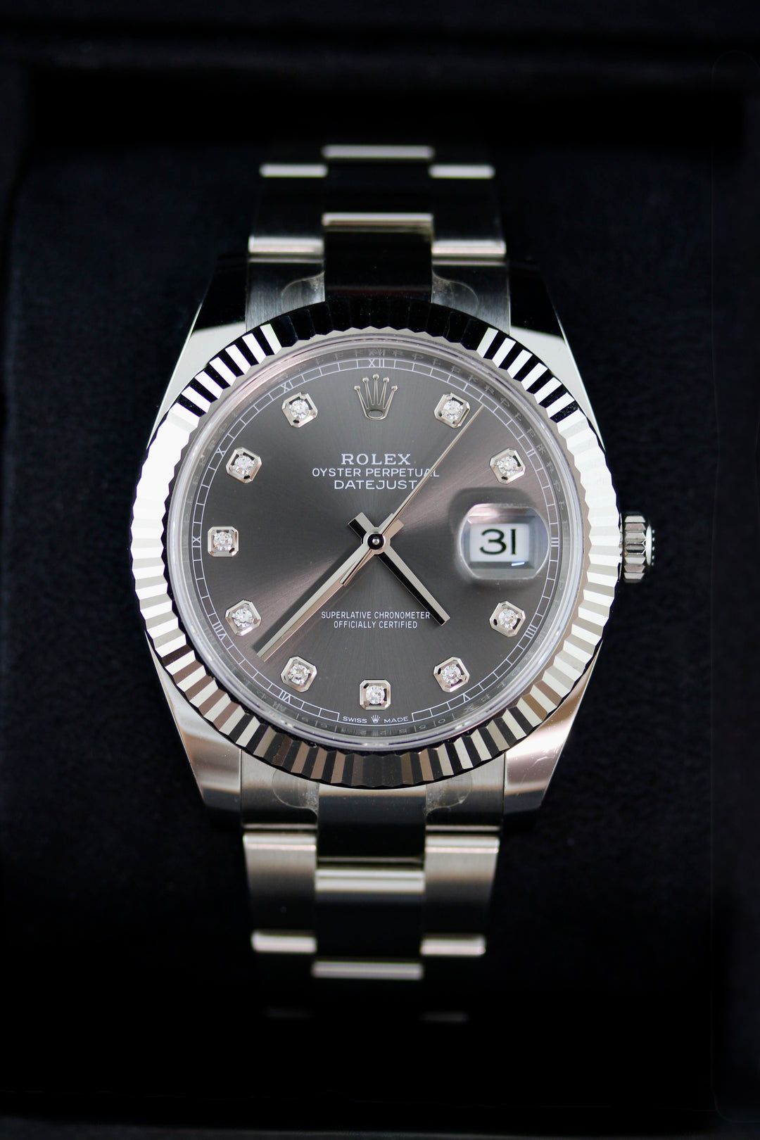 Rolex Datejust Rhodium Diamond Dial 41 mm (Full Set)