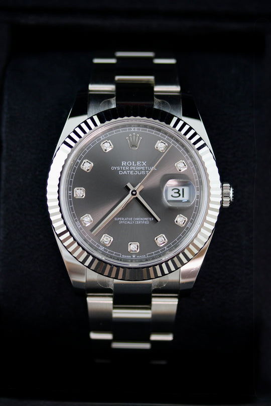 Rolex Datejust Rhodium Diamond Dial 41 mm (Full Set)