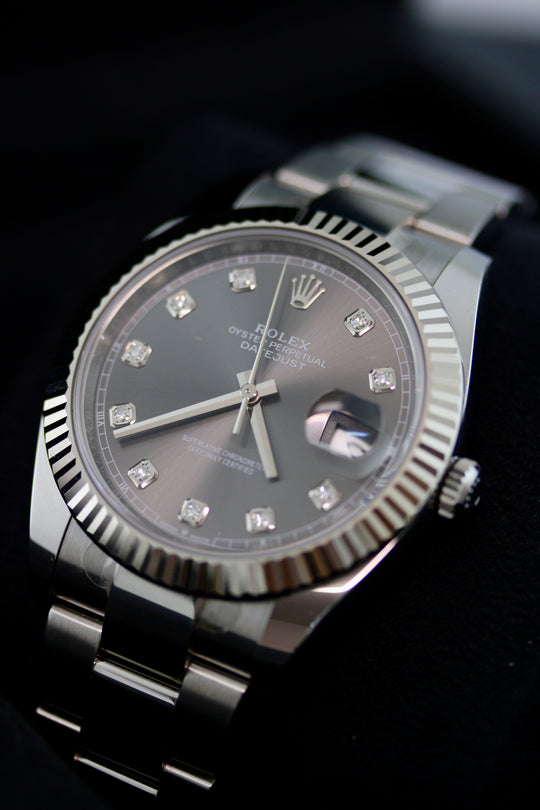 Rolex Datejust Rhodium Diamond Dial 41 mm (Full Set)