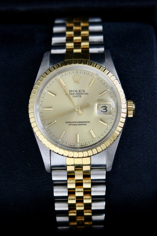 Rolex Oyster Perpetual Date 34 mm Champagne Dial (Full Set)