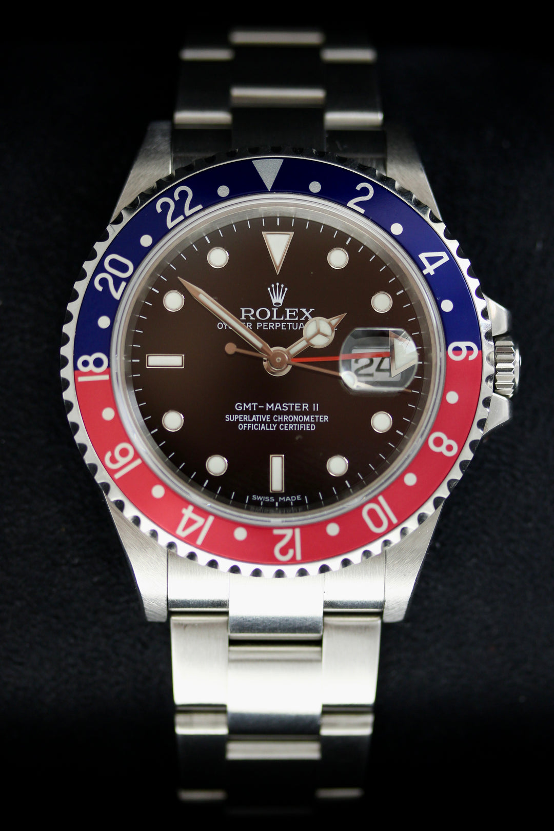 Rolex GMT-Master II Pepsi 16710BLRO M-Serie Kaliber 3186 Stick Dial LC100 (Full Set + Jubilee 62510H) | Absolut Sammlerset