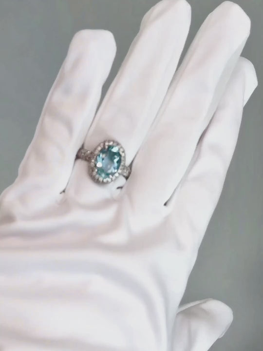Aquamarin-Ring mit 1,10 ct Brillanten | 750 Weißgold